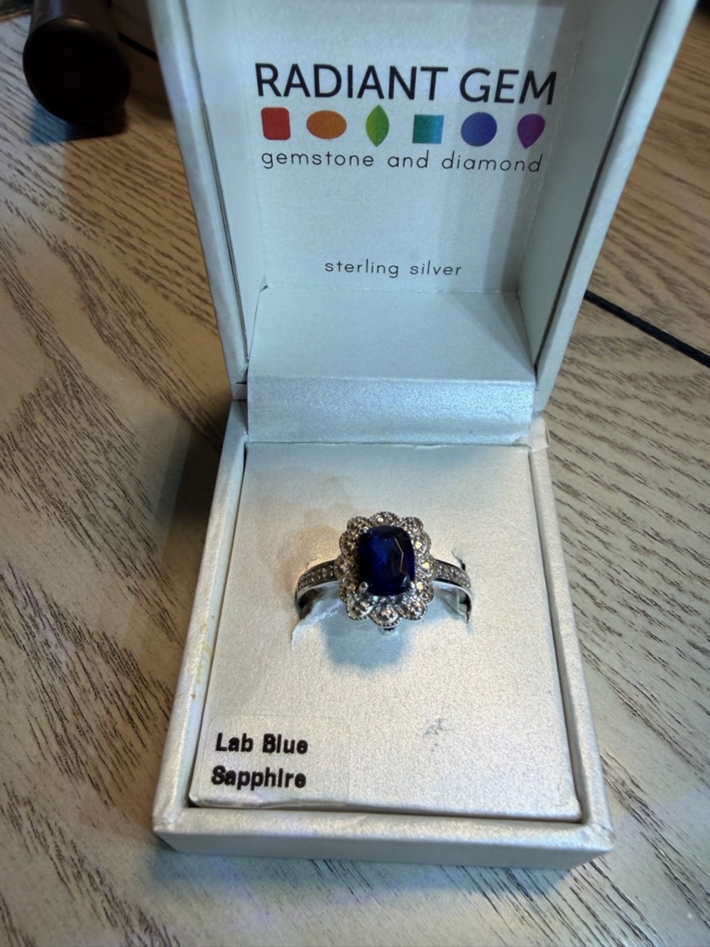 Sterling Silver Blue Sapphire Halo Ring